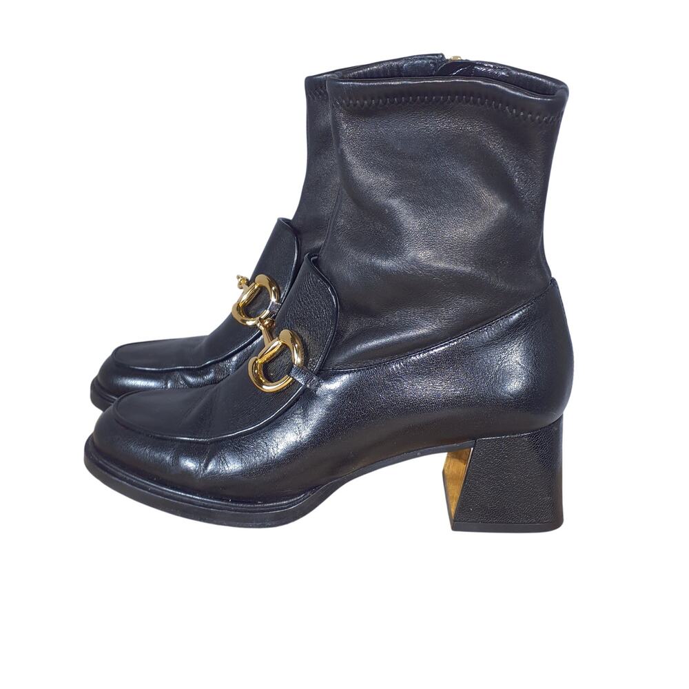 Gucci Classic Black Leather Horsebit Ankle Boots Size 8 US / 38 EU - Picture 1 of 5